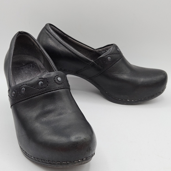 Dansko Riki black leather 2.5" clog loafers size 38 US size 7.5 / 8 - Picture 15 of 16